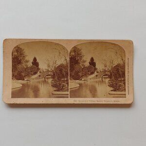 ANTIQUE Stereograph Card 1873 "Grounds of William Barron, Tacubaya, Mexico"